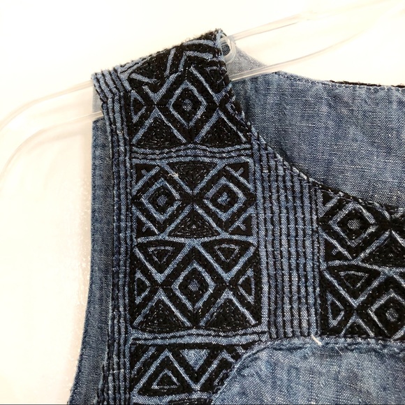 Madewell Indigo Linen Embroidered Denim Tank - S - Picture 4 of 7